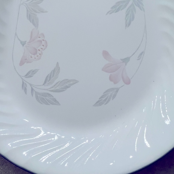 Set of 2 Vintage Corelle Pink Trio Serving Platter. White Swirl Large 12… - Picture 2 of 3